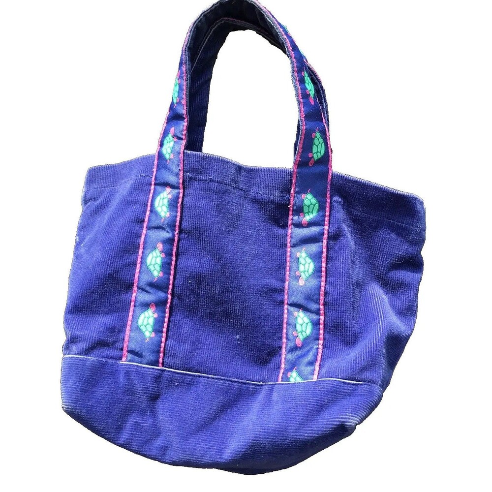 Hartstrings Corduroy Preppy Green Pink Turtle Ribbon Tote Bag Kids Girls Small